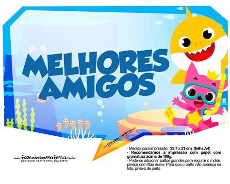 Plaquinhas Para Festa Baby Shark Fazendo A Nossa Festa