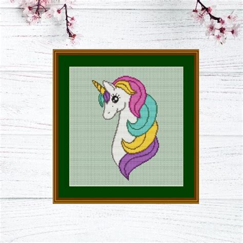 Rainbow Unicorn Cross Stitch Pattern Modern Unicorn Chart | Etsy