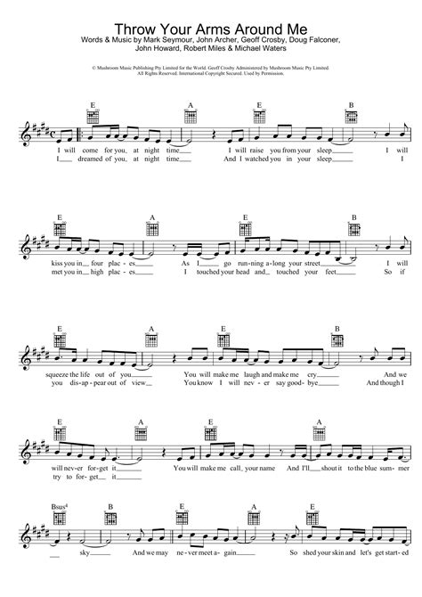 Download Hunters And Collectors Throw Your Arms Around Me Sheet Music