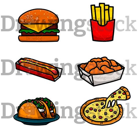 Fast Food Collection Vector Drawing Cartoon Image - drawingstock.com