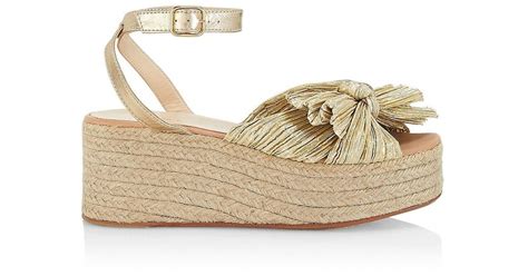 Loeffler Randall Gaby Pleated Bow Espadrille Sandals In Natural Lyst