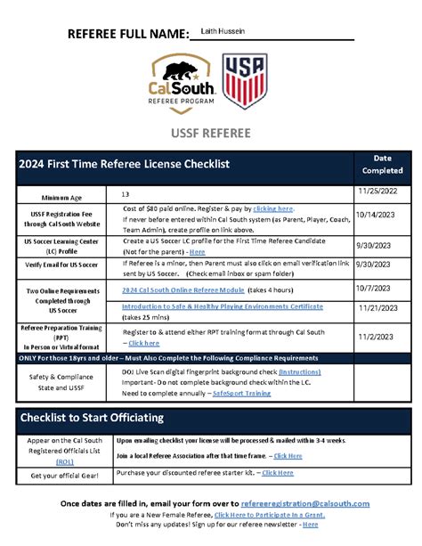 Final Reffing REFEREE FULL NAME USSF REFEREE