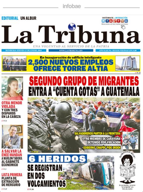 La Tribuna Honduras 17 De Enero De 2019 Infobae