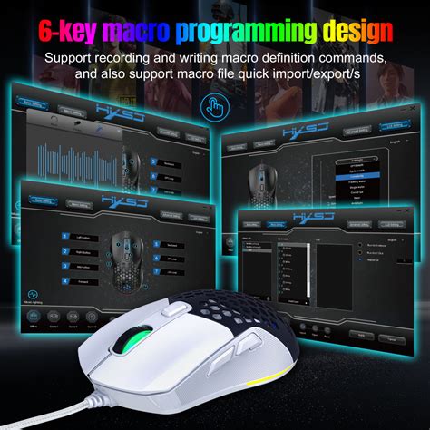 Hxsj X Ergonomic Macro Programming Gamer Usb Wired Mouse With