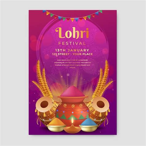 Modelo De Folheto Vertical Realista Para O Festival Lohri Vetor Gr Tis