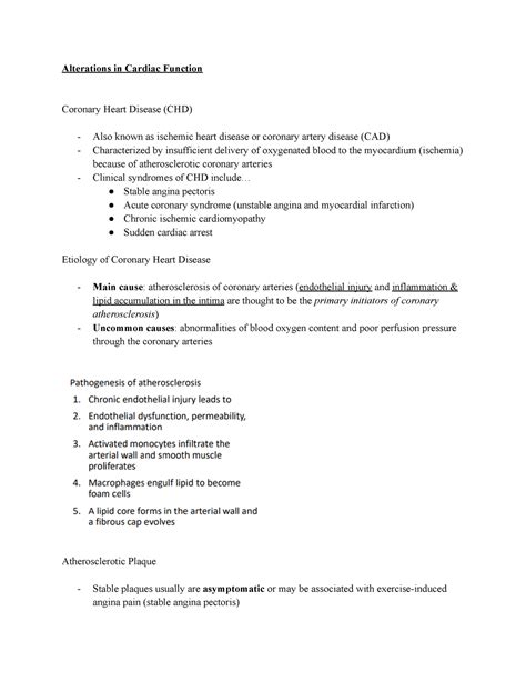 Patho Alterations In Cardiac Function Alterations In Cardiac