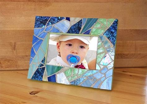 Blue Stained Glass Mosaic Picture Frame Coastal Handmade Etsy Mosaic Glass Mosaic Pictures