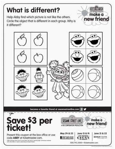 7 Free Printable Sesame Street Activity Sheets – 101 Party Ideas