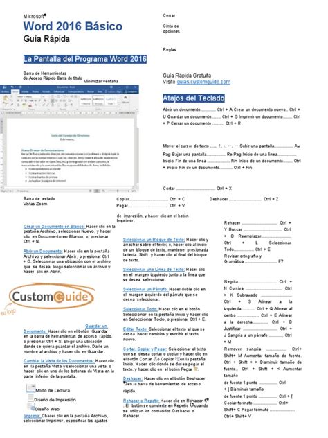 Word 2016 Basico Guia Rapida | PDF | Microsoft Word | Ventana (informática) 