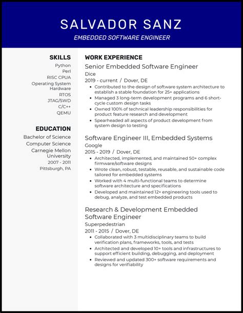 3 Embedded Software Engineer Resume Examples For 2024