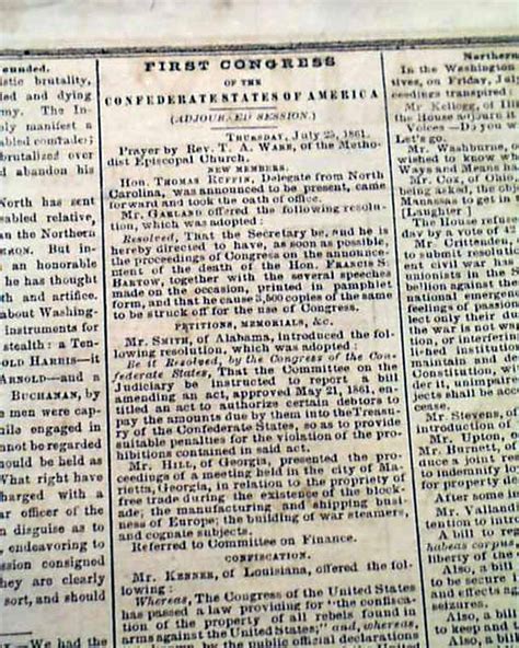 Great 1st Battle Of Bull Run Manassas Va Civil War Confederate Va 1861 Newspaper Ebay