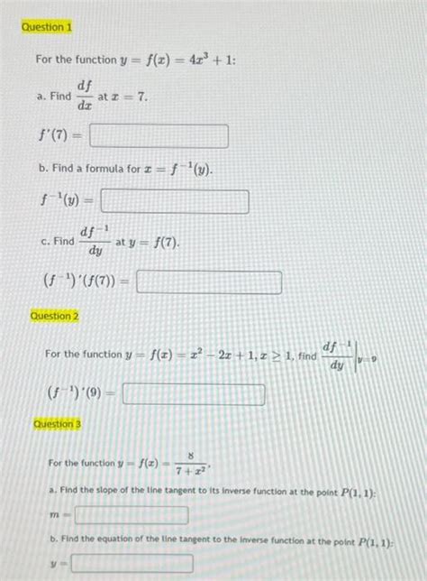 Solved For The Function Y F X 4x3 1 A Find Dxdf At X 7