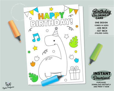 Birthday Card Dinosaur Printable