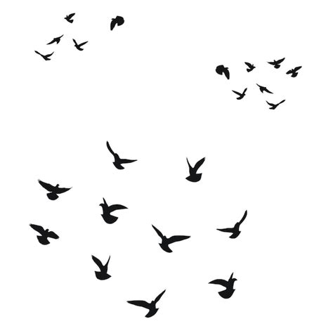 Premium Vector Silhouette Sketch Of A Flock Of Flying Birds Flight In