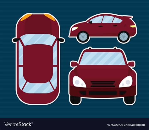 Red Car Icon Set Royalty Free Vector Image Vectorstock