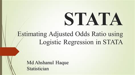 Estimating Adjusted Odds Ratio Using Logistic Regression In Stata Youtube