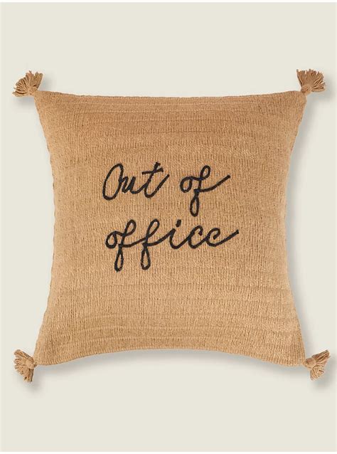 Brown Out Of Office Slogan Cushion Home George At Asda