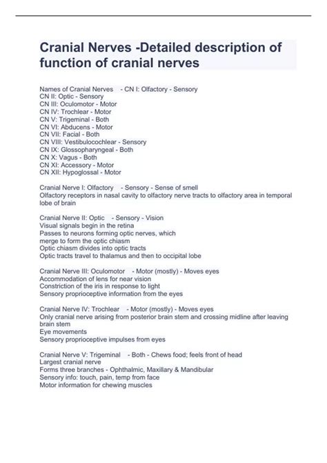 Cranial Nerves -Detailed description of function of cranial nerves ...