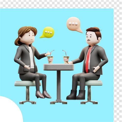 Premium PSD Man And Woman Communicating Conversation 3d Illustration