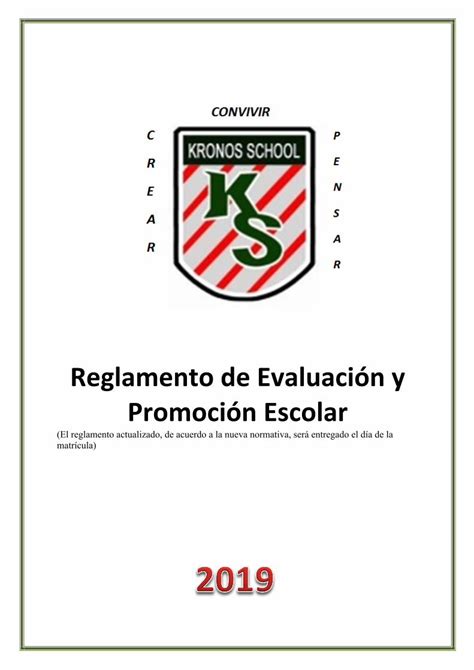 PDF Reglamento de Evaluación y Promoción Escolar Reglamento de