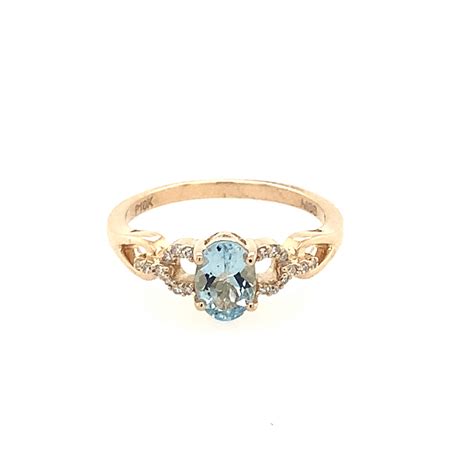 10k Yellow Gold Aquamarine Diamond Ring Broestl Wallis