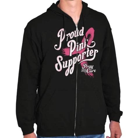 Breast Cancer Awareness Proud Pink Ribbon Bca Womens Zipper Hoodies