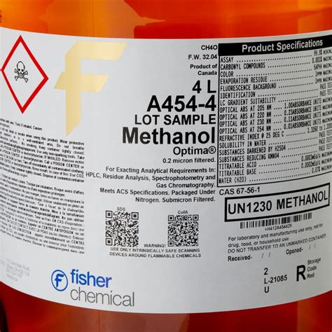 Methanol Optima For Hplc Fisher Chemical Quantity L Fisher