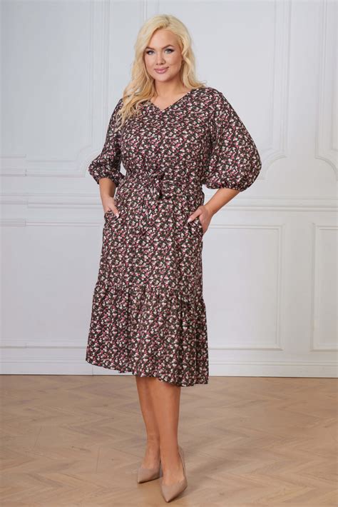 Czarna Oversize Owa Sukienka Maribel W Delikatne Kwiatki Xxl Oversize