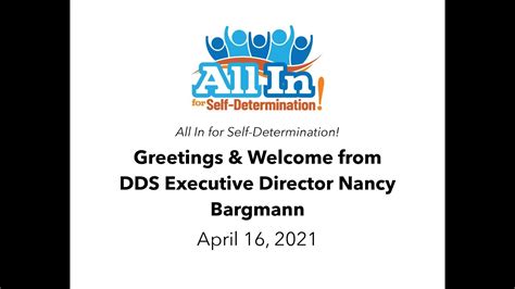 Welcome Address From DDS Director Nancy Bargmann YouTube