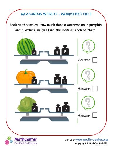 Measuring Weight Worksheet No 3 Worksheets Math Center