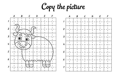 Grid Drawing Activity For Kids With Cute Cartoon Illustration Vector, Cute Clipart, Drawing ...