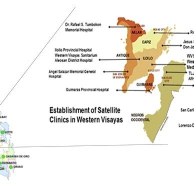 Map of Western Visayas and location of the satellite clinics in the ...