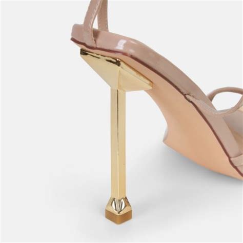 Pluto Nude Patent Strappy Stiletto Heels Simmi London