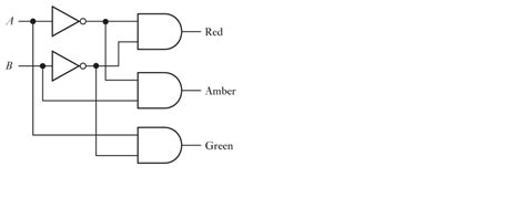 Solved In the traffic lights circuit, (a) If A is 1 and B is | Chegg.com