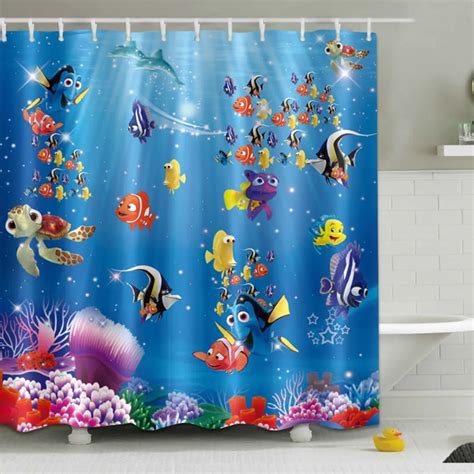 Underwater World Shower Curtain Sea Dolphins And Plants Polyester