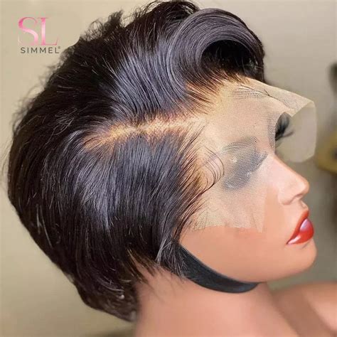 Peluca Corte Pixie De Encaje Transparente Para Mujer Pelucas De