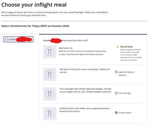 Ua Preorder Premium Cabin Meal Y Snacks Drinks All Mile