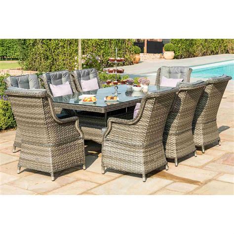 Maze Rattan Victoria Seat Rectangular Dining Set Garden Street