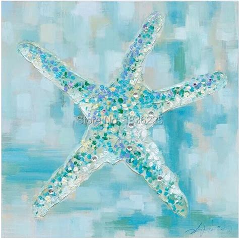 beautiful blue shell Oil painting on canvas seashell wall decor ...