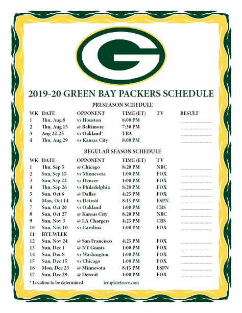 Packers Schedule 2025 25 Printable 2025 Zaynabelle Quinn