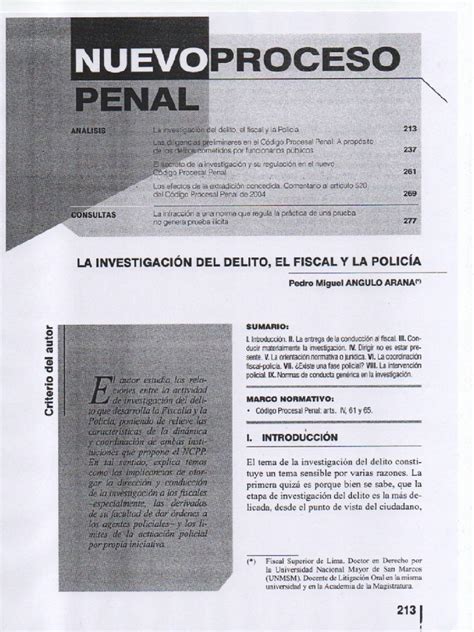 La Investigacion Del Delito El Fiscal Y La Policia Pdf