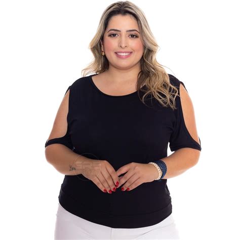 Blusa Ombros Vazados Plus Size Soltinha Malha Premium Shopee Brasil