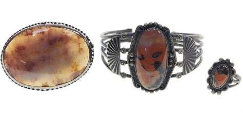 Lot 3pc Southwest Sterling Silver And Agate Jewelry