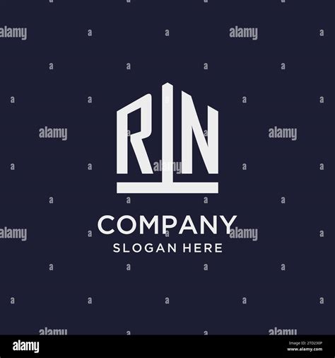 Rn Initial Monogram Logo Design With Pentagon Shape Style Design Ideas