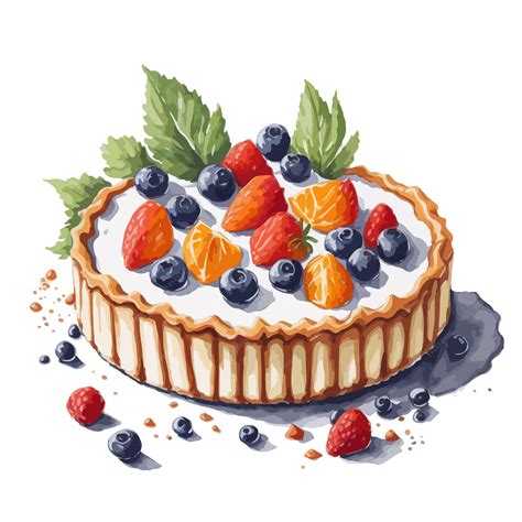 Premium Vector Watercolor Vector Neenish Tart Pastry Clipart Editable