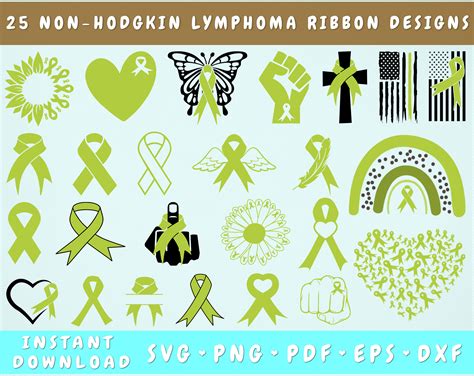 Non Hodgkin Lymphoma Ribbon SVG Bundle 25 Designs By