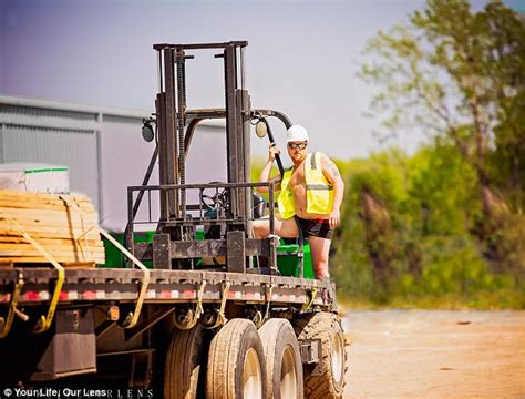 Man Poses Semi Naked In Lumber Yard As Gift For His Wife Daily Mail Online