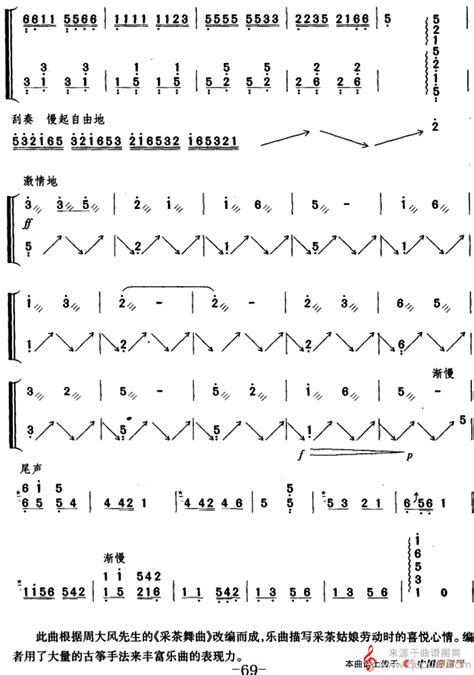 采茶舞曲（采茶舞曲简谱曲谱古筝谱） 曲谱图网