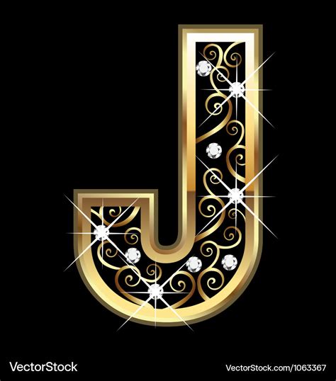 J Gold Letter With Swirly Ornaments Royalty Free Vector