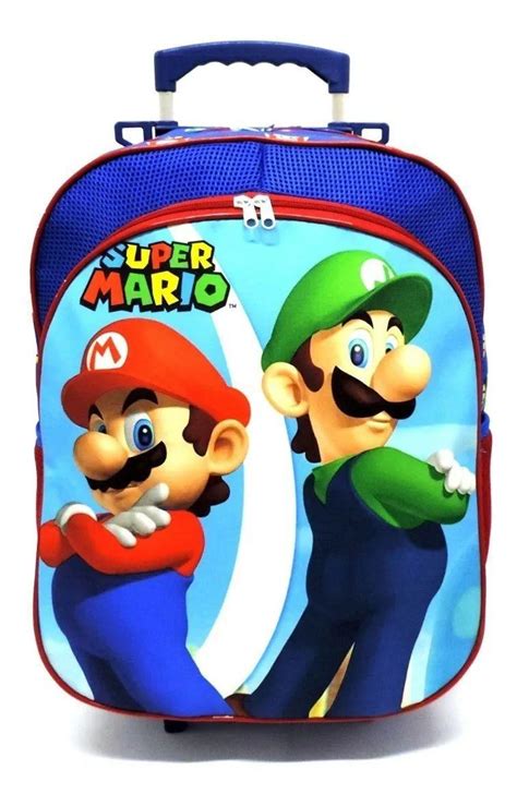 Kit Mochila Infantil Escolar Mario E Luigi Rodinhas Tam G F5 Proprio